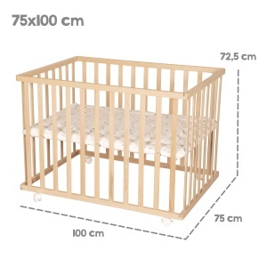 Patut de joaca Roba 75x100 cm Sternenzauber Gri lemn natural inaltime reglabila mobil - Img 4