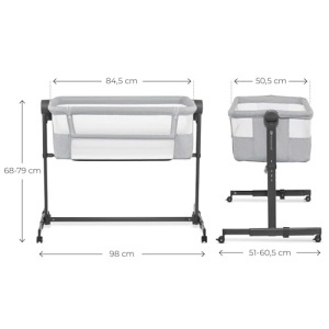 Patut multifunctional Kinderkraft NESTEE UP 2 2-in-1 cu saltea si husa reglabil pe inaltime gri - Img 10