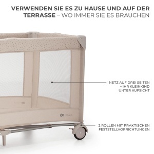 Patut pentru copii Kinderkraft Joy 2, 3-in-1, bej, cu accesorii - Img 6
