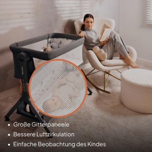 Patut pentru copii Lionelo Leonie Plus 3 in 1, 9 kg, cu roti si saltea inovativa - Img 4