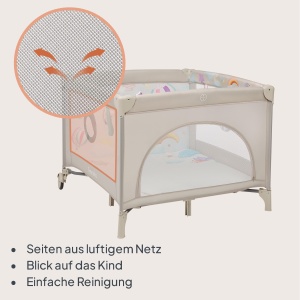 Patut pliabil Lionelo Mille Plus 2-in-1 15 kg intrare laterala roti cu frana - Img 7