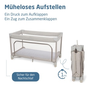 Patut pliabil Maxi-Cosi Merlin, 2-in-1, 120x60 cm, cu saltea CloudCore, Bej - Img 2