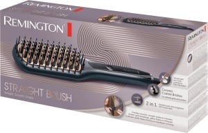 Pensula de indreptat Remington 2in1: Placa de indreptat si perie de par pentru timp redus de coafare (peri acoperiti cu ceramica si antistatici cu capete reci, afisaj digital, 150-230degC) CB7400, Negru - Img 9