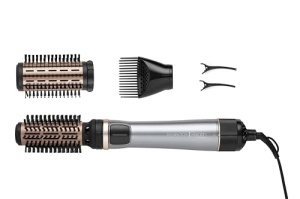 Perie cu aer cald rotativa [automata] Keratin Protect (inclusiv 3 atasamente: 2 perii rotunde + amplificator pentru mai mult volum) + agrafe de par, acoperire ceramica cu ulei de migdale, AS8811,Gri - Img 14