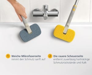 Perie de curatare Joseph Joseph CleanTech 2-in-1 cu maner moale si paduri de microfibra - Img 7