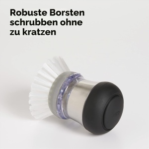 Perie de mana OXO Steel cu dozare sapun, 6.4 cm diametru, 10.2 cm inaltime - Img 6