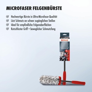 Perie din microfibra SONAX pentru curatarea jantelor, maner lung, anti-zgarieturi - Img 3