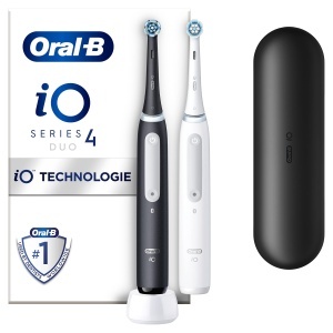 Perie electrica Oral-B iO Series 4, 4 moduri de curatare, negrualb, cu 2 capete de schimb