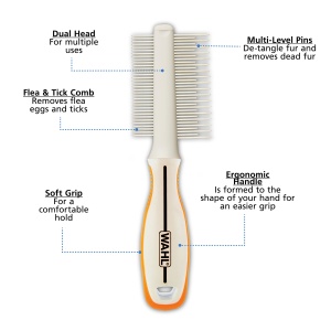 Perie si pieptene pentru caini Wahl cu maner ergonomic, multifunctional - Img 2