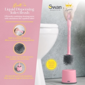 Perie WC Swan SWFC1001QOCN cu Dispenser Refill, Silikon Anti-Verificare, Roz - Img 2