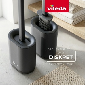 Perie WC Vileda cu Cap Flexibil si Maner din Inox, 2-in-1, Culoare Gri - Img 5