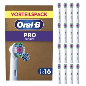 Perii de schimb Oral-B Pro 3DWhite, 16 bucati, alb, cu cupa de polish