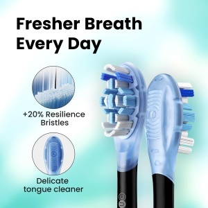 Periuta de dinti electrica Oclean Ultra Clean, 2 buc, negru, compatibila cu toate periutele electrice - Img 3