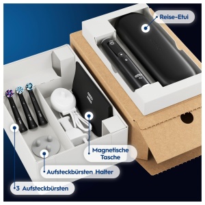 Periuta de dinti electrica Oral-B iO Series 6 Plus Edition, PLUS 3 periute, 5 moduri de periaj pentru ingrijirea dentara, Geanta de calatorie, proiectata de Braun, Negru - Img 3