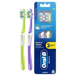 Periuta de dinti ORAL-B PRO-CLEAN cu curatare avansata, LilaVerde, 2 bucati - Img 1