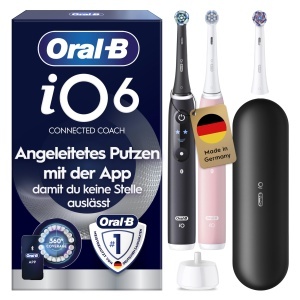 Periuta electrica Oral-B iO Series 6, 2 bucati, NegruRoz, cu 3 capete de schimb