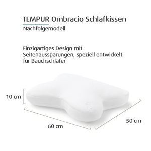 Perna de dormit TEMPUR Ombracio, perna ergonomica de dormit pe burta in forma de fluture, Lie-Feeling Medium Firm, 60 x 50 x 10 cm, alb - Img 2