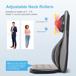 Perna de scaun pentru masaj Shiatsu pentru spate si gat Comfier cu caldura - Tampon de masaj de framantare 2D/3D cu spatar complet si compresa de aer reglabila, Covoras de masaj pentru tot corpul pentru femei, barbati - Img 7