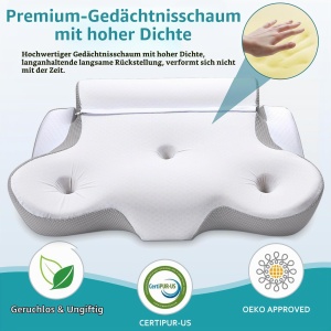 Perna Memory Foam TopEsct pentru Somn, Gri, 2 Inaltimi, Design Ergonomic - Img 2