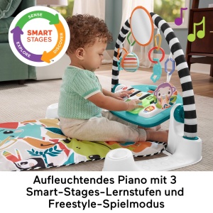 Pernita de joaca Fisher-Price Kontrast Kick Play, muzica, 10 jucarii, multicolor - Img 5