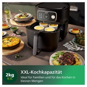 Philips Airfryer Combi 7000 Series XXL - 8,3 L (2 kg), friteuza cu aer 22 in 1, conexiune WiFi, cu 99% mai putin grasime adaugata cu Rapid CombiAir, aplicatie HomeID, negru (HD9876/90) - Img 5