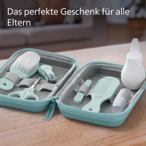 Philips Avent Baby Care Kit - Set de pornire cu 9 accesorii: taietor de unghii, foarfeca, 3 pile de unghii, pieptene, perie de par, aspirator nazal si periuta de dinti pentru degete (model SCH401/00) - Img 5