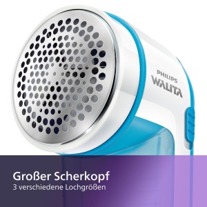 Philips Lam Shaver - Indepartarea scamelor pentru articole de imbracaminte, potrivita pentru toate textilele, 2 setari de inaltime, functioneaza cu baterii (2X baterii AA incluse), albastru (GC026/00) - Img 5
