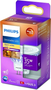 Philips LED Classic GU5.3 Lampa Warm Glow (35 W), spot LED reflector reglabil cu lumina alba calda, lampa LED cu economie de energie cu durata lunga de viata