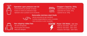 Picadora Haeger Origin 500W - Capacitate 200g, Cutit Inox, Piese Antiderapante - Img 6