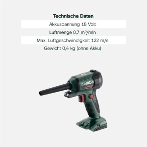 Pistol cu aer cald Metabo BP 18 LTX BL, 18V, Motor Brushless, 122 ms - Img 3