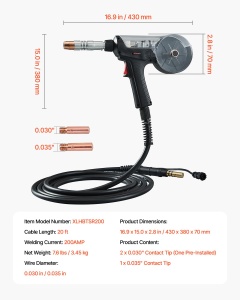 Pistol de sudura VEVOR 200 A cu cablu de 6 m compatibil cu sudorii Hobart IronMan 240 Mig potrivit pentru sarme de sudura cu miez de flux de 00762 si  - Img 7