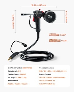 Pistol de sudura VEVOR XLHBTSR100 cablu 3 m compatibil Hobart Handler 210 MVP pentru fire flux aluminiu si masiv - Img 7