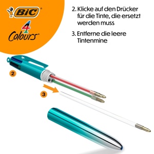 Pix BIC 4 Colours Smooth cu 4 culori, varf mediu de 1mm, set 5 bucati - Img 6