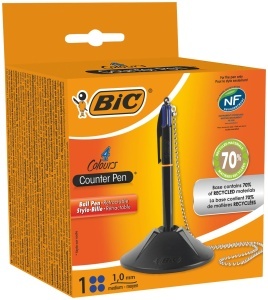 Pix BIC 4 Culori cu Stativ si Lant de 58 cm, Reincarcabil, Documente