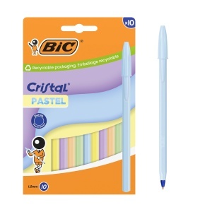 Pix BIC Cristal Pastell cu mina refillabila, 1.0 mm, 10 culori pastel