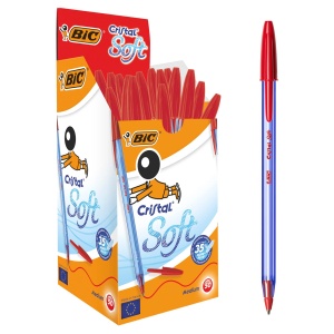 Pix BIC Cristal Soft 0.35 mm, 50 bucati, culoare rosie