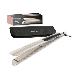 Placa de indreptat parul Cecotec Lisse NanoSilk Essence Champagne, 130-230 C, Keratin si Argan
