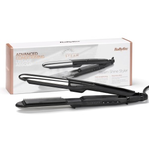 Placa de par BaByliss Steam Shine ST496E cu aburi, 5 temperaturi, ceramica turmalin