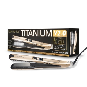 Placa de par Demeliss Titanium V2.0 2-in-1, usoara, cu 5 temperaturi