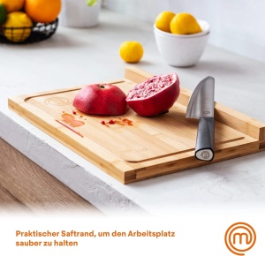 Placa de taiat din bambus MasterChef, 38.5 x 26.5 cm, cu saftranda - Img 5