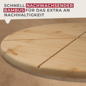 Placa de taiat pentru pizza Fackelmann din bambus, 32 cm, rezistenta la acizi, maro - Img 7