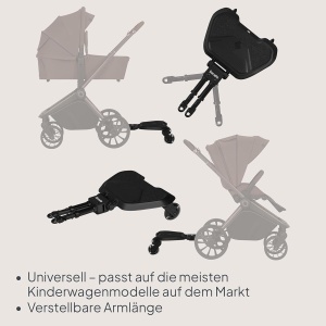 Placa de transport LIONELO Buggy Board 2-in-1 pentru carucior, cu scaun detasabil, roti LED, pana la 25 kg - Img 2