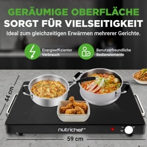 Placa electrica de incalzire NutriChef 54x42 cm, 180W, neagra, temperatura 60-110C - Img 4