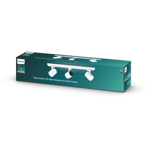 Plafonier/perete Philips Runner 3 spoturi, instalare usoara ClickFix, fara bec (GU10), 2700 K, lumina alba calda, alb, IP20, antireflexie - Img 2