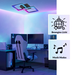 Plafoniera LED EGLO RGBIC, lumina calda si RGB, negru, 2100 lumeni - Img 3
