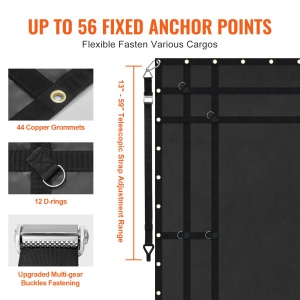 Plasa de transport VEVOR VCCN0096, 244 x 206 cm, capacitate 318 kg, neagra - Img 3