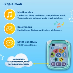 Player muzical VTech Bluey cu LED-uri, casti design Bluey, 20 melodii - Img 3