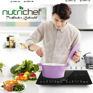 Plita cu inductie NutriChef 2 Placi 1800W Touch Control Timer Siguranta pentru copii - Img 9
