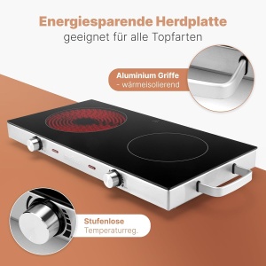 Plita dubla infrarosu ProfiCook PC-DKP 1211, 2800 W, sticla ceramica - Img 2