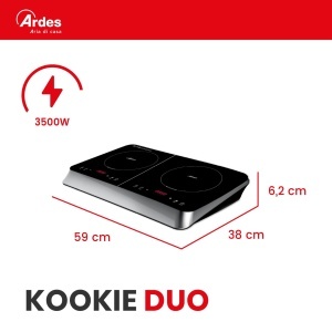 Plita electrica Ardes KOOKIE DUO 2000W 1500W, 2 zone inductie, neagra - Img 2